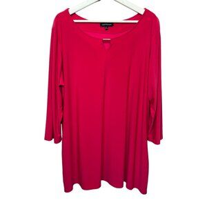 Ellen Weaver Pink Fuchsia 3/4 Sleeve Tunic Top Plus Size 2X